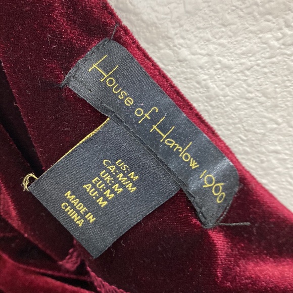 House of Harlow 1960 crimson red wine velvet dress one shoulder - Picture 2 of 6